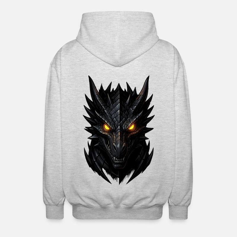 Dunkler Drachenkopf - Unisex Kapuzenjacke - Hellgrau meliert