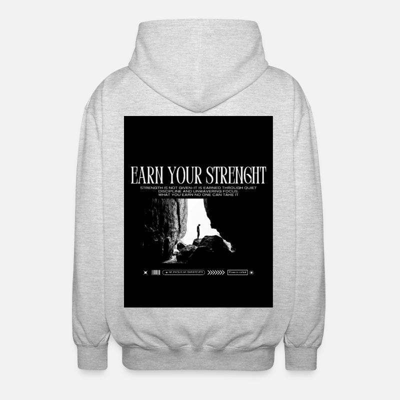Black_White|Modern|Typographic|StreetwearTshirtpro - Veste à capuche unisexe - gris clair chiné