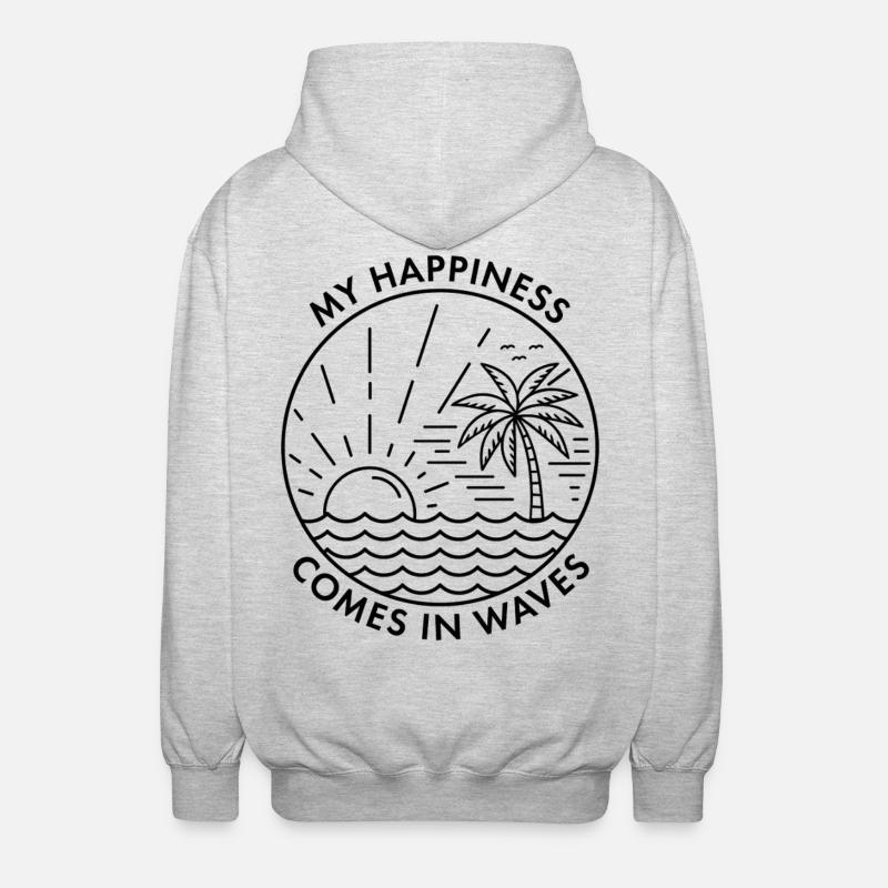 Mon bonheur vient par vagues - Veste à capuche unisexe - gris clair chiné