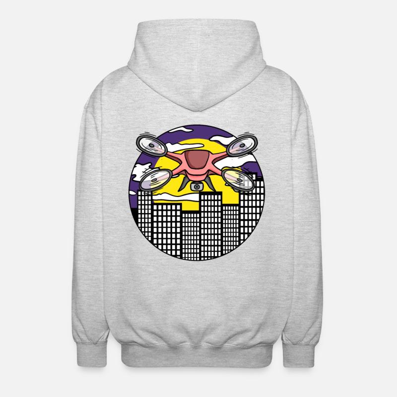 Drone Drone Drones - Unisex Hooded Jacket - light heather grey