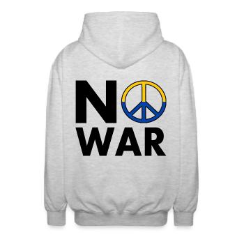 No war - Unisex Hooded Jacket - light heather grey - Back - AI Model Male 185 light (185cm)