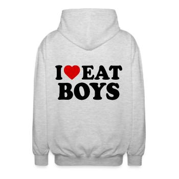 I love eat boys - Unisex Kapuzenjacke - Hellgrau meliert - Hinten - AI Model Male 185 light (185cm)