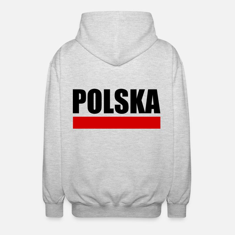 DRAPEAU POLOGNE - Veste à capuche unisexe - gris clair chiné