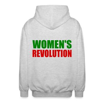 Womens revolution - Unisex Kapuzenjacke - Hellgrau meliert - Hinten - AI Model Male 185 light (185cm)