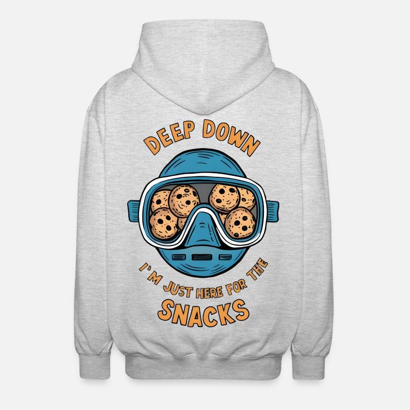I Dive Deep for Snacks - Unisex Hooded Jacket - light heather grey