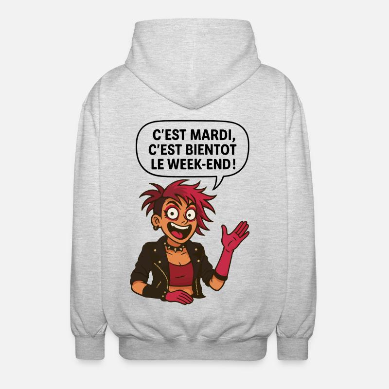 C'est mardi ! C'est bientôt le weekend ! - Veste à capuche unisexe - gris clair chiné