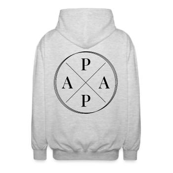 Papa - Unisex Kapuzenjacke - Hellgrau meliert - Hinten - AI Model Male 185 light (185cm)