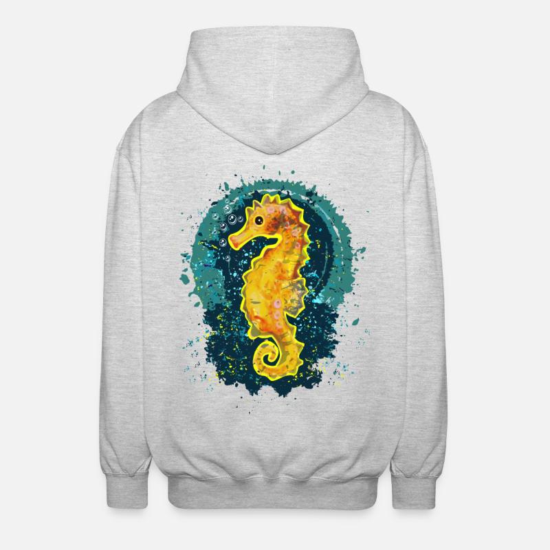 Fröhliches Seepferdchen - Unisex Kapuzenjacke - Hellgrau meliert