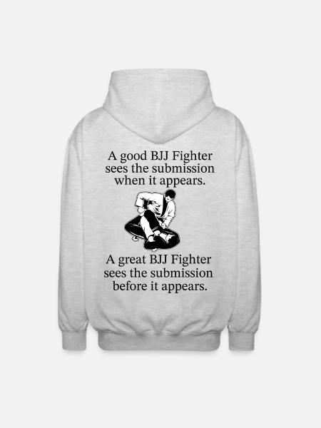BJJ Quote - Unisex Hooded Jacket - light heather grey