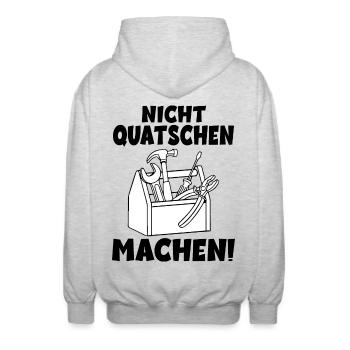 Nicht quatschen Machen Handwerker - Unisex Kapuzenjacke - Hellgrau meliert - Hinten - AI Model Male 185 light (185cm)