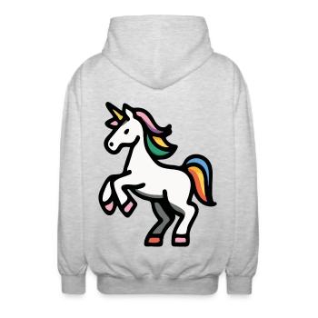 Minimales Regenbogen-Einhorn – Einfache Fantasy-Pferdekunst - Unisex Kapuzenjacke - Hellgrau meliert - Hinten - AI Model Male 185 light (185cm)