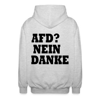 Afd nein danke - Unisex Kapuzenjacke - Hellgrau meliert - Hinten - AI Model Male 185 light (185cm)