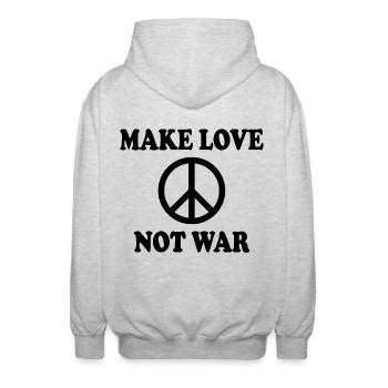 Make love not war - Unisex Kapuzenjacke - Hellgrau meliert - Hinten - AI Model Male 185 light (185cm)