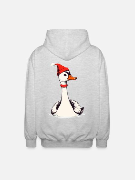 Christmas goose with Christmas hat - Unisex Hooded Jacket - light heather grey
