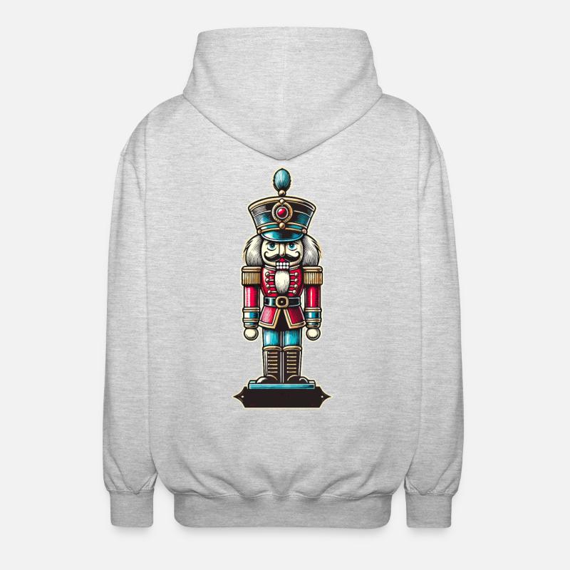Christmas Nutcracker Retro Style - Unisex Hooded Jacket - light heather grey