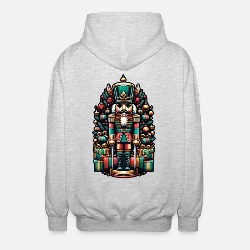 Weihnachtlicher Nussknacker Mit Geschenken - Unisex Kapuzenjacke - Hellgrau meliert