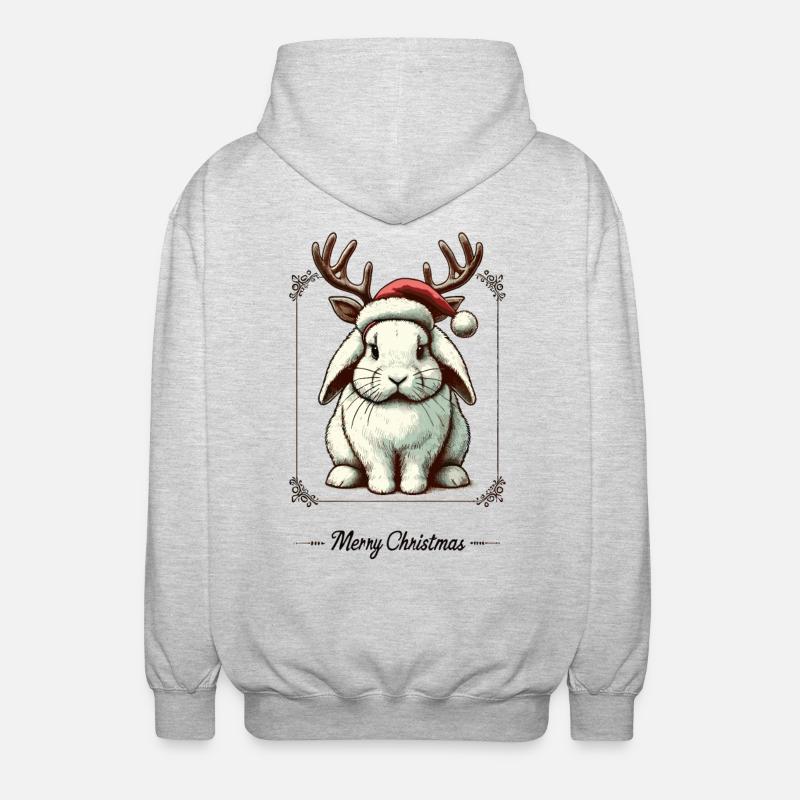Mignon lapin style Noël - Veste à capuche unisexe - gris clair chiné