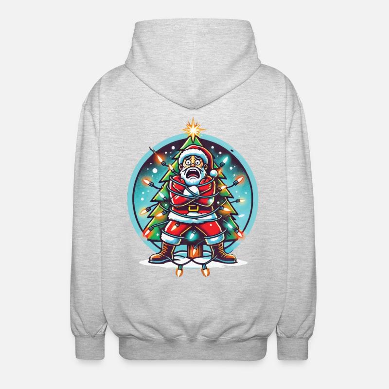 Christmas Electrocution Fun With Santa - Unisex Hooded Jacket - light heather grey