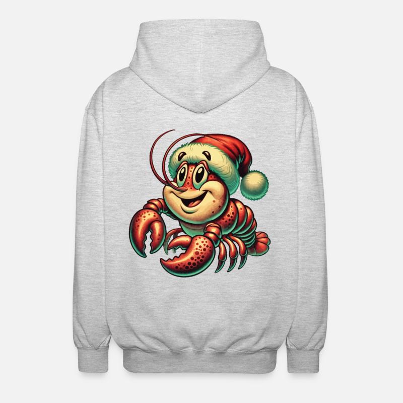 Christmas lobster with cap - Unisex Hooded Jacket - light heather grey