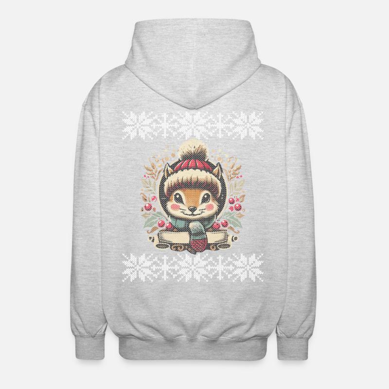 Illustration de l’écureuil d’hiver - Veste à capuche unisexe - gris clair chiné