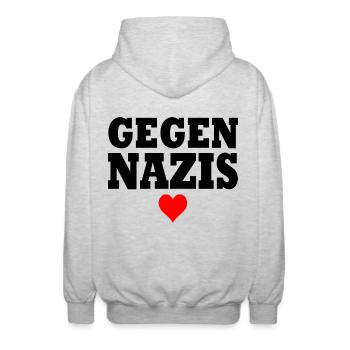 Gegen nazis - Unisex Kapuzenjacke - Hellgrau meliert - Hinten - AI Model Male 185 light (185cm)