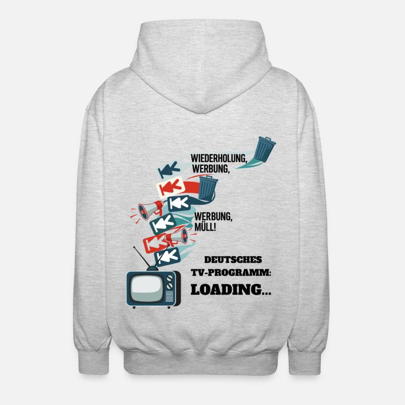 Deutsches TV-Programm: Loading... - Unisex Kapuzenjacke - Hellgrau meliert