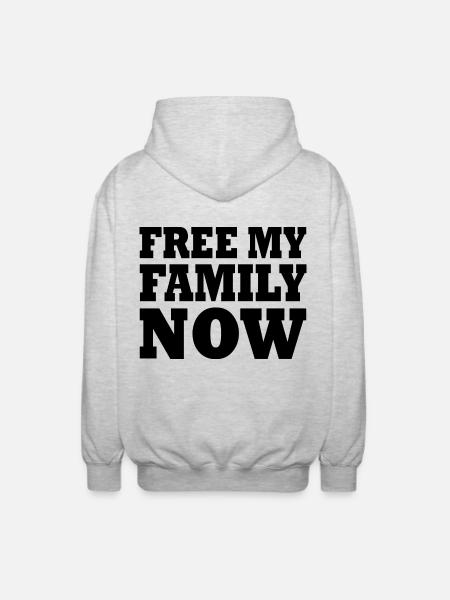 Free my family now - Unisex Kapuzenjacke - Hellgrau meliert