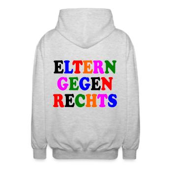 Eltern gegen rechts - Unisex Kapuzenjacke - Hellgrau meliert - Hinten - AI Model Male 185 light (185cm)