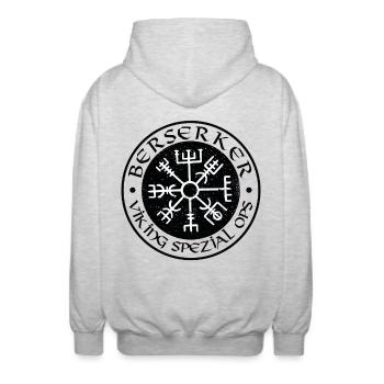 Berserker Viking Spezial Ops - Unisex Kapuzenjacke - Hellgrau meliert - Hinten - AI Model Male 185 light (185cm)