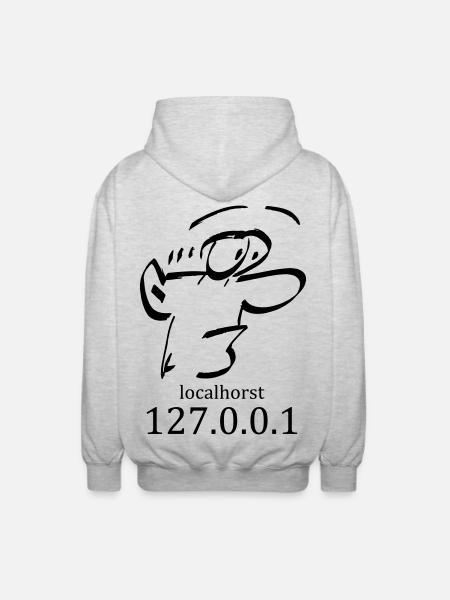 local-horst - 127.0.0.1 - localhorst - Unisex hættejakke. - lysegrå meleret