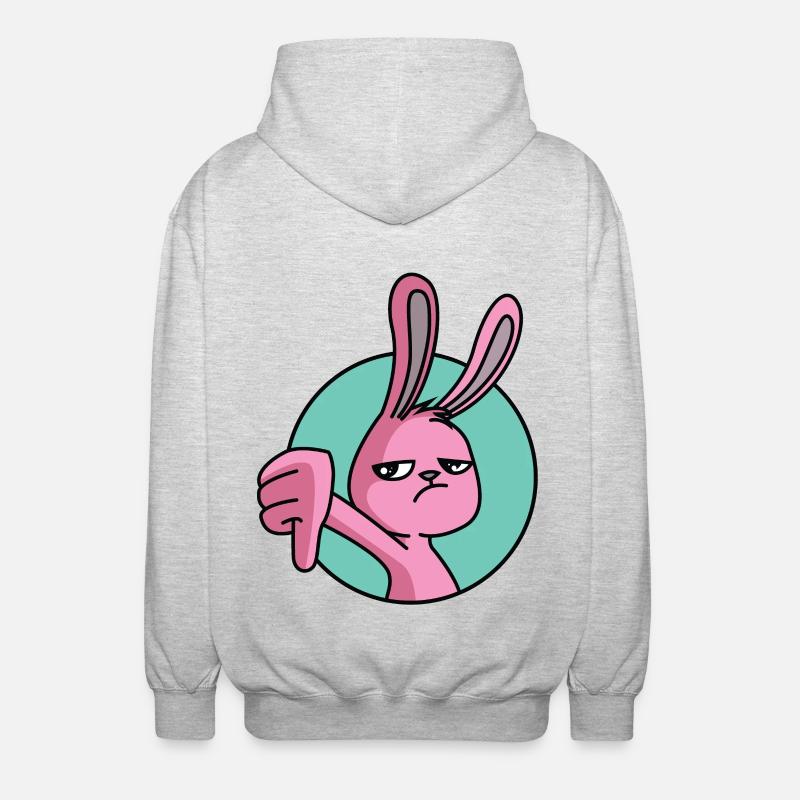 Hase Daumen Runter - Unisex Kapuzenjacke - Hellgrau meliert