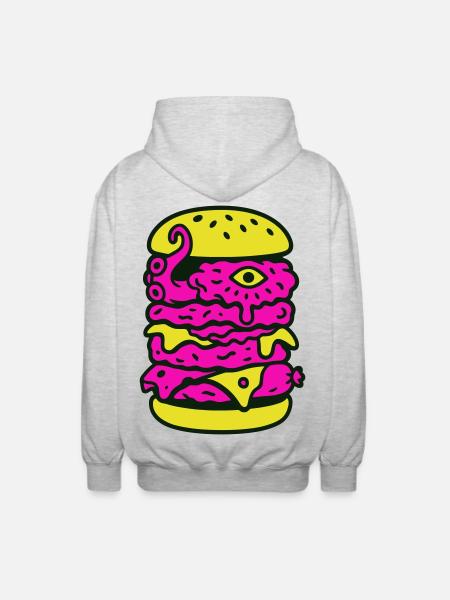 Monsterburger im Pop-Art Stil - Unisex Kapuzenjacke - Hellgrau meliert