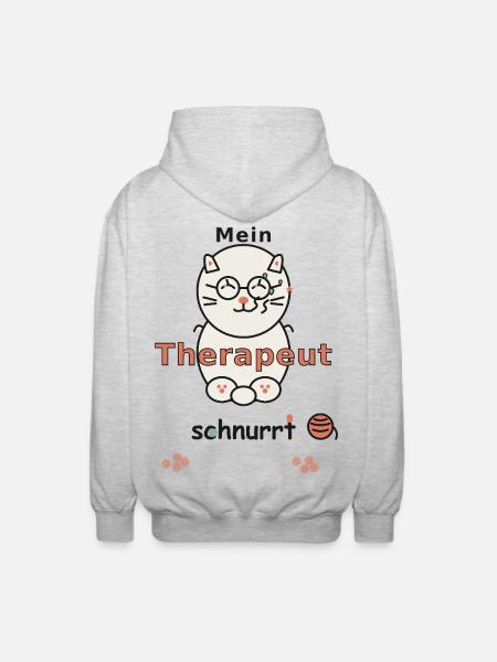 MEIN THERAPEUT SCHNURRT - Unisex Kapuzenjacke - Hellgrau meliert