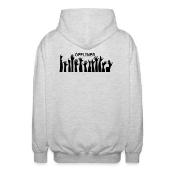 Offliner Fanhaende - Unisex Kapuzenjacke - Hellgrau meliert - Hinten - AI Model Male 185 light (185cm)