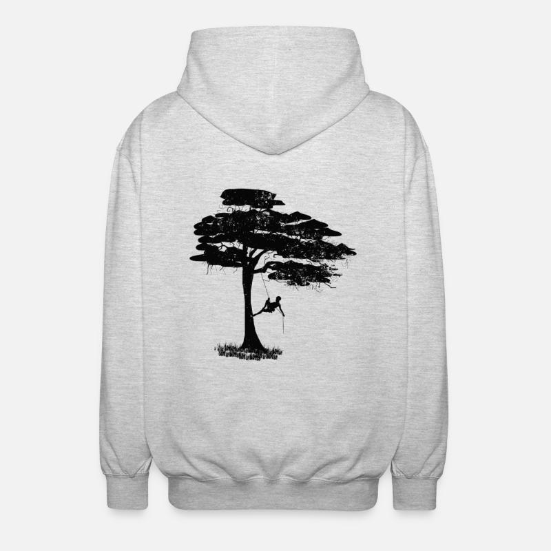 Tree climber design - Unisex Hooded Jacket - light heather grey