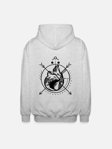 Power animal fox - Unisex Hooded Jacket - light heather grey