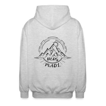 Berg Madl - Unisex Kapuzenjacke - Hellgrau meliert - Hinten - AI Model Male 185 light (185cm)