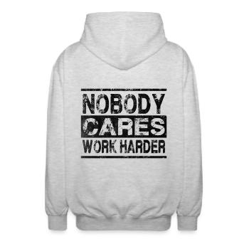 Work Harder - Unisex Kapuzenjacke - Hellgrau meliert - Hinten - AI Model Male 185 light (185cm)