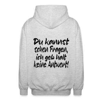 Kannst fragen - Unisex Kapuzenjacke - Hellgrau meliert - Hinten - AI Model Male 185 light (185cm)