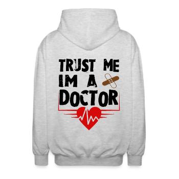 Je suis médecin - Veste à capuche unisexe - gris clair chiné - Dos - AI Model Male 185 light (185cm)