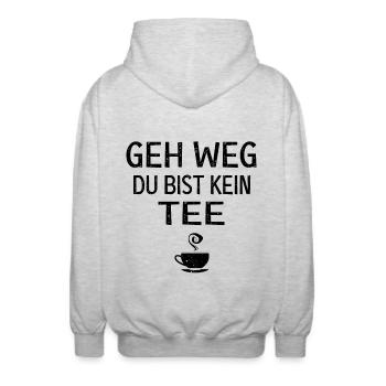 Du bist kein tee - Unisex Kapuzenjacke - Hellgrau meliert - Hinten - AI Model Male 185 light (185cm)