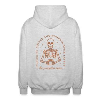Pumpkin Spice Latte Pumpkin Spice - Unisex Kapuzenjacke - Hellgrau meliert - Hinten - AI Model Male 185 light (185cm)
