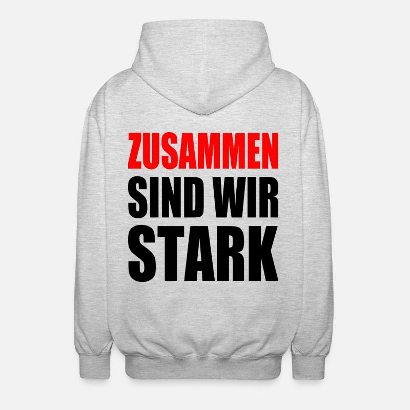 zusammen sind wir stark - Unisex Kapuzenjacke - Hellgrau meliert