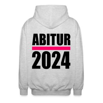 Abitur 2024 - Unisex Kapuzenjacke - Hellgrau meliert - Hinten - AI Model Male 185 light (185cm)