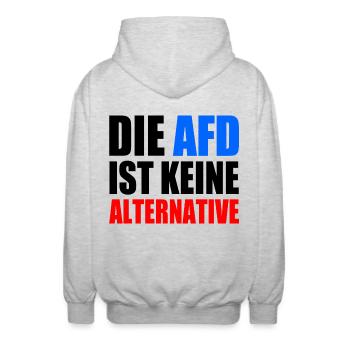 die afd ist keine alternative - Unisex Kapuzenjacke - Hellgrau meliert - Hinten - AI Model Male 185 light (185cm)