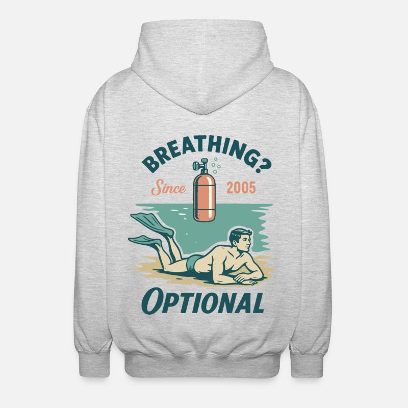 Breathing Optional Diver Ocean Sea - Unisex Hooded Jacket - light heather grey