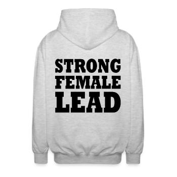 Strong female lead - Unisex Hooded Jacket - light heather grey - Back - AI Model Male 185 light (185cm)