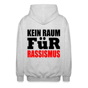 kein raum für rassismus - Unisex Kapuzenjacke - Hellgrau meliert - Hinten - AI Model Male 185 light (185cm)