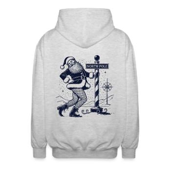 Pole dance de Noël amusante au pôle Nord - Veste à capuche unisexe - gris clair chiné - Dos - AI Model Male 185 light (185cm)