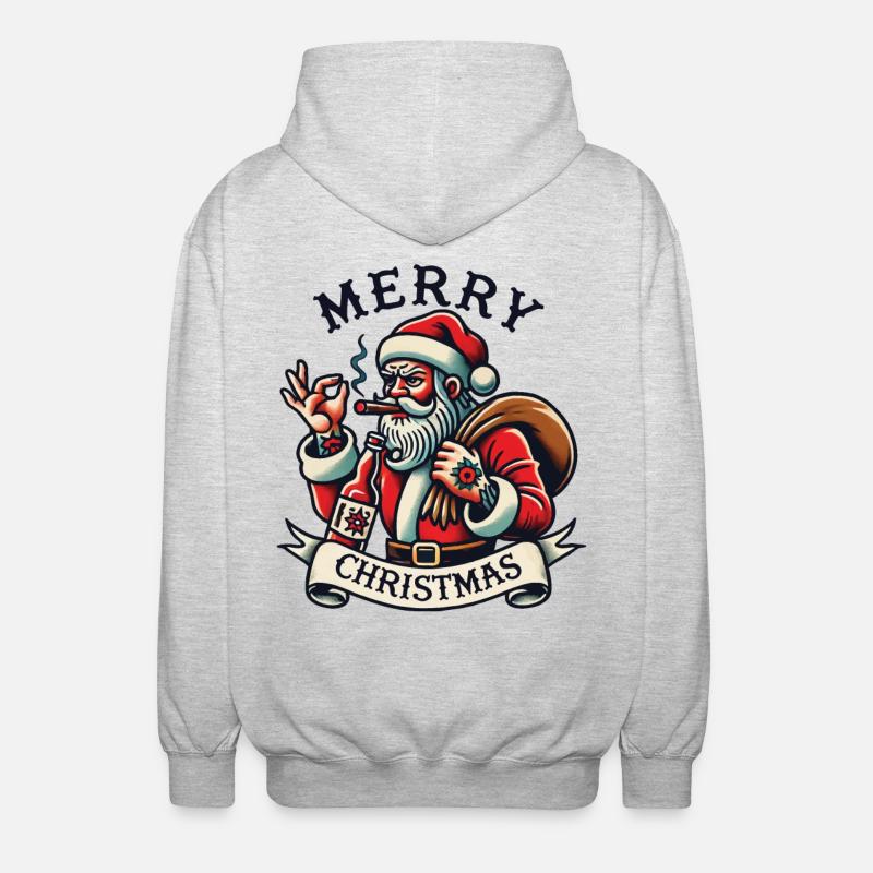Tatouage Style Noël Joyeux Noël - Veste à capuche unisexe - gris clair chiné